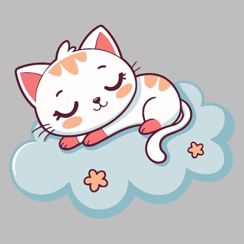 Sleeping Kitten on Soft Cloud