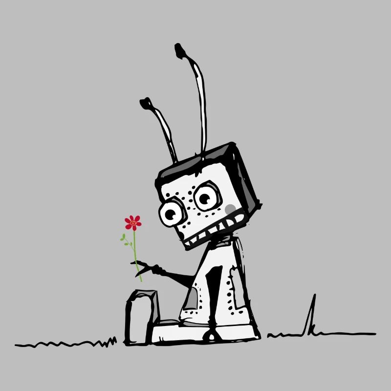 Roboter mit einer Blume