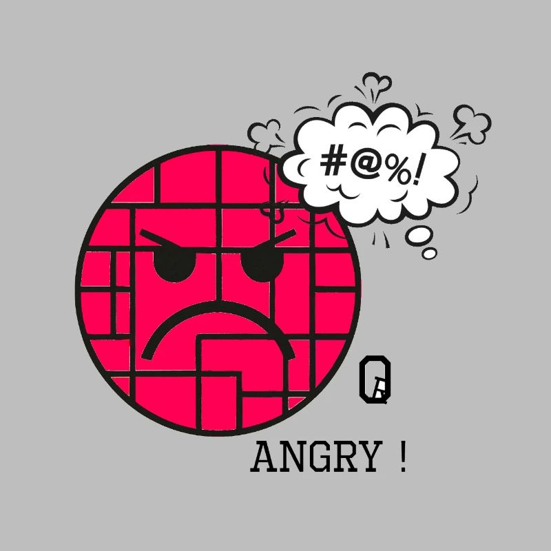 Angry with Wall Pattern and Frustration Expression