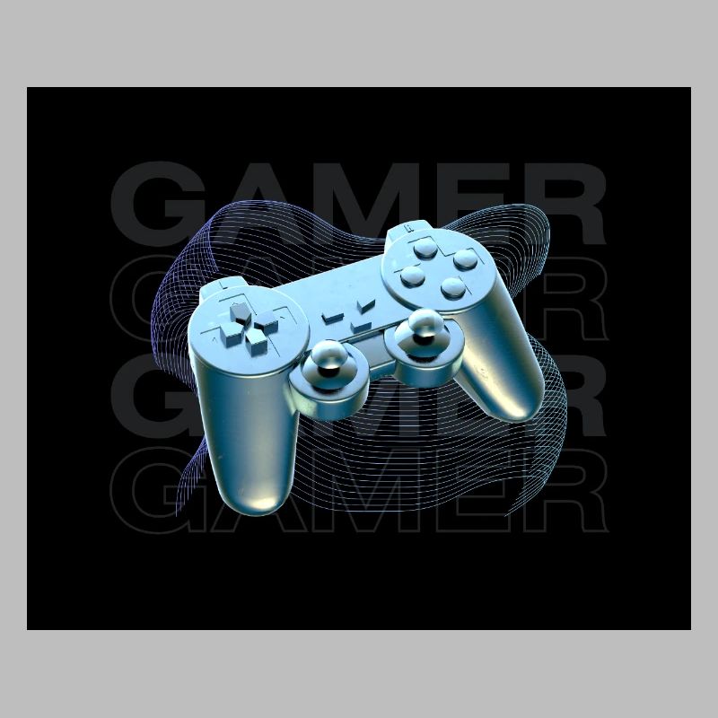 Neonblauer Controller 3D