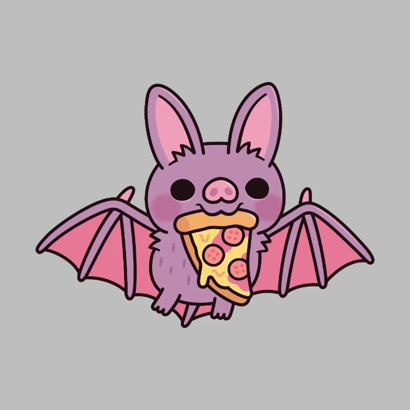 Süße fliegende Vampirfledermaus mit Pizza