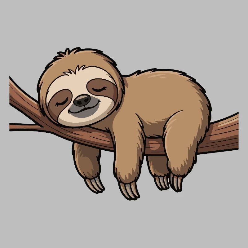Sleeping sloth on branch