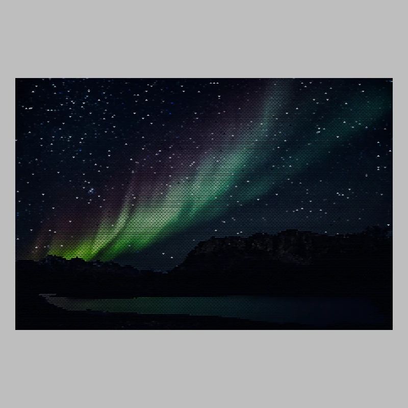 Northern Lights over Silent Mountain Lake with Triangle Pattern