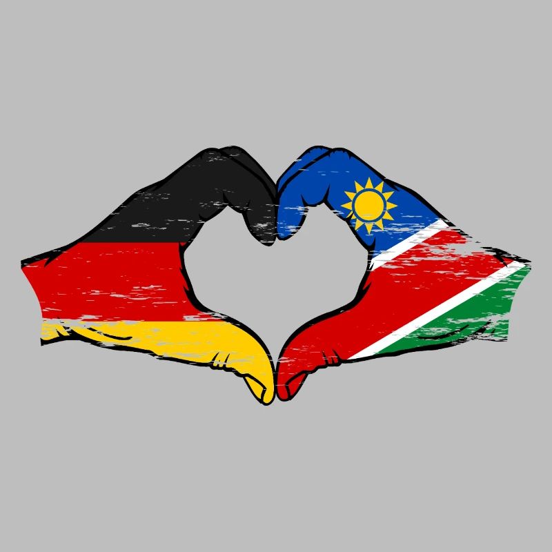 Germany Namibia Flag Hands Heart Shape Used