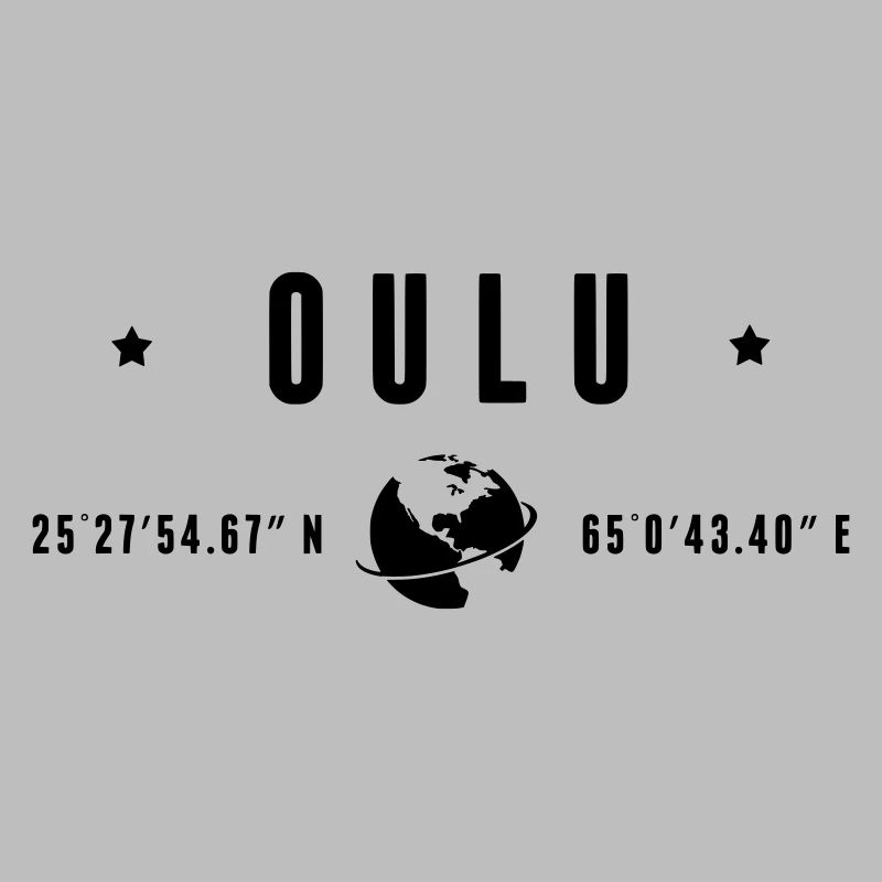 Oulu GPS Coordinates Black Typography