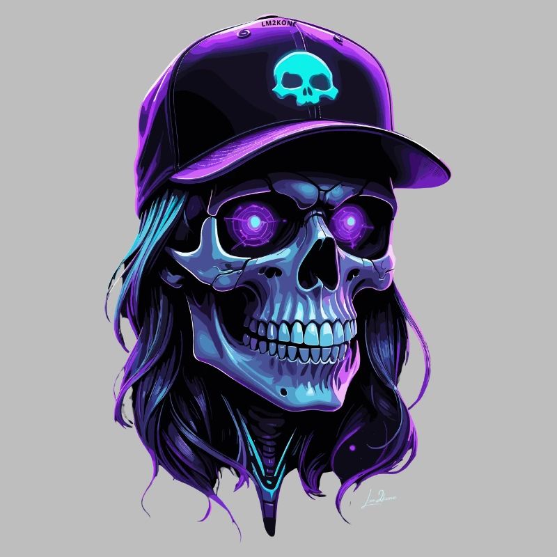 Purple Glow Skull Hippie Cap