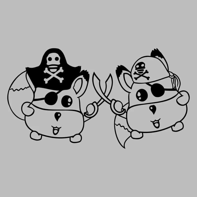 2 petit pirate mignon renards oeil sabre duel
