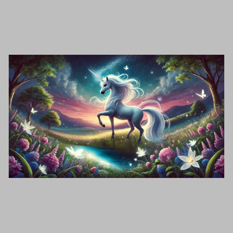 Ein mystisches Einhorn mit Aurora Boreralis