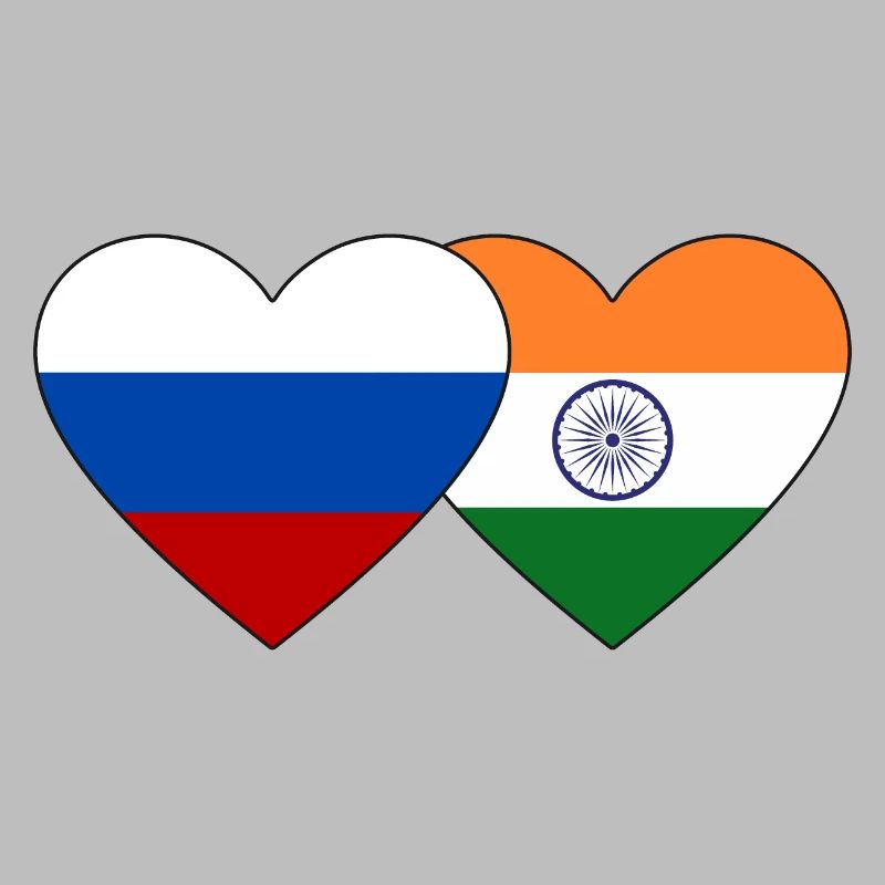 Russie Inde Flag Heart