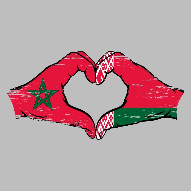 Maroc Biélorussie drapeau mains coeur utilisé