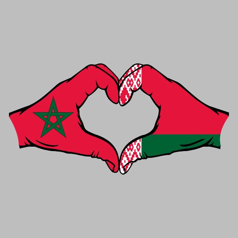 Morocco Belarus Flag Hands Heart Shape