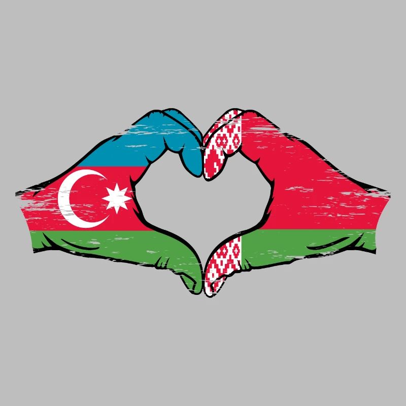 Azerbaïdjan Biélorussie drapeau mains forme de coeur utilisé