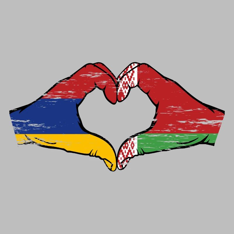 Arménie Biélorussie Drapeau Mains Coeur Forme Utilisé