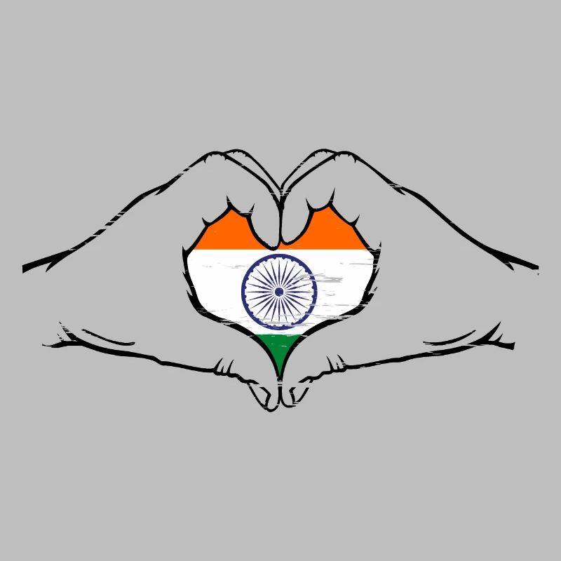 Drapeau de l’Inde Mains Coeur Forme Utilisé