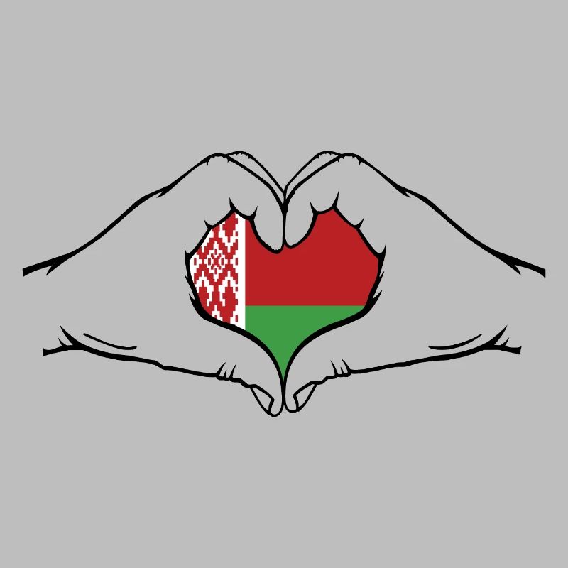 Drapeau de la Biélorussie mains forme de coeur