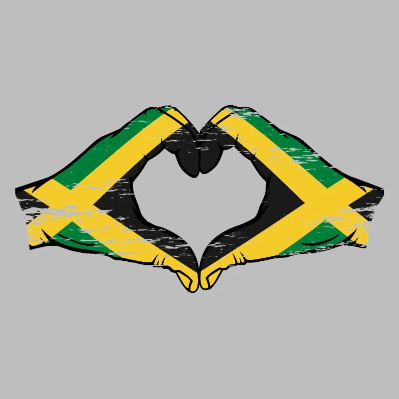 Drapeau de la Jamaïque mains forme de coeur utilisé