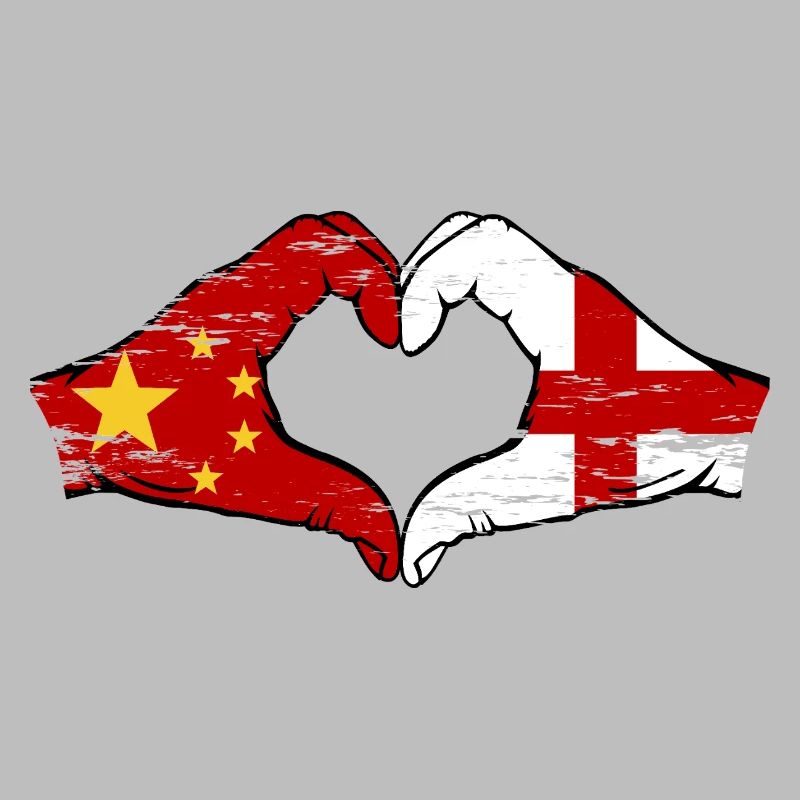 Chine Angleterre Drapeau Mains Coeur Forme Utilisé