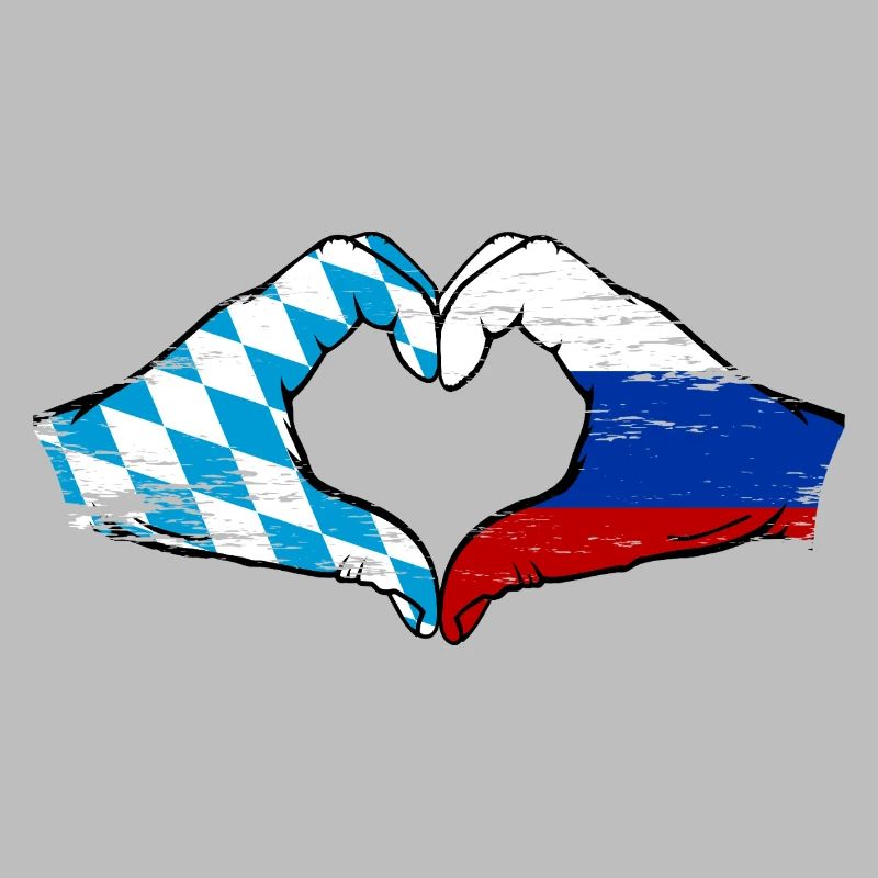 Bavière, Russie, Drapeau, Mains, Forme de coeur Utilisé