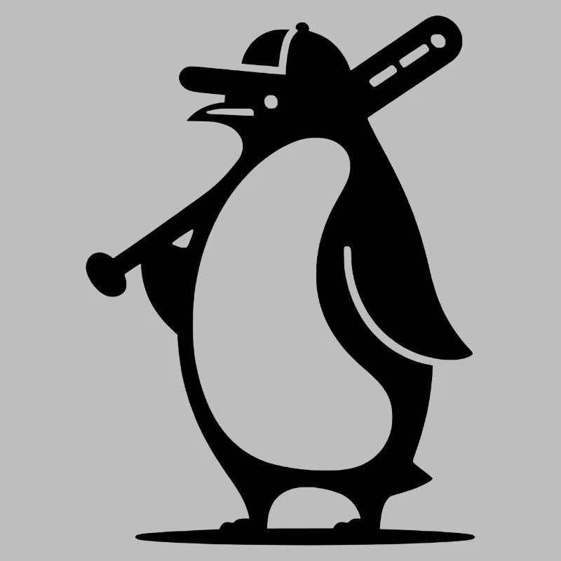 Penguin Baseball Player Silhouette