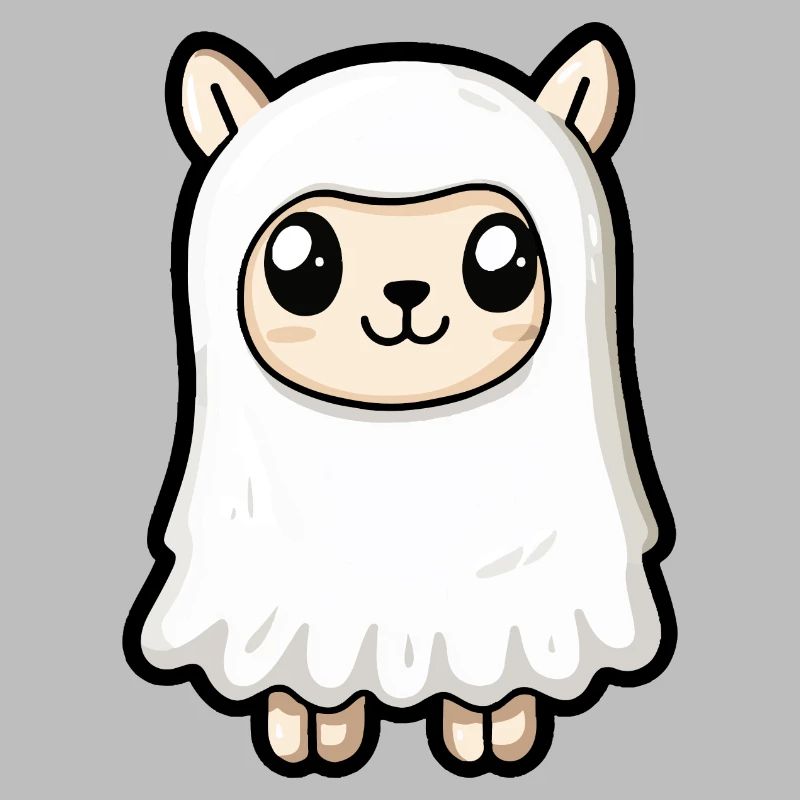 Alpaca Llama Halloween Comic Ghost
