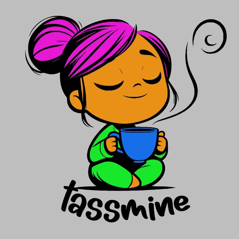 Tassmine enspannt mit einer Tasse Tee oder Kaffee