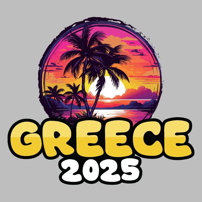 Greece 2025 Palm Trees Multicolored