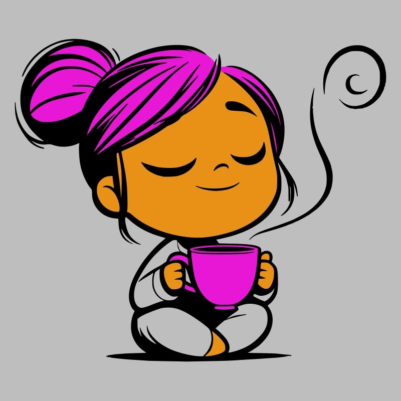 Tassmine enspannt mit einer Tasse Tee oder Kaffee