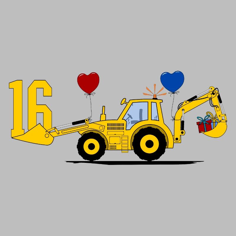 16. Geburtstag Bagger Traktor