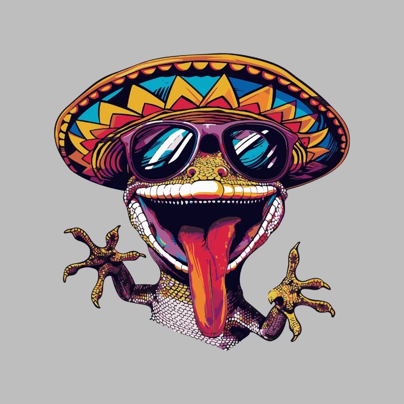 Lizard Gecko Comic Funny Sombrero