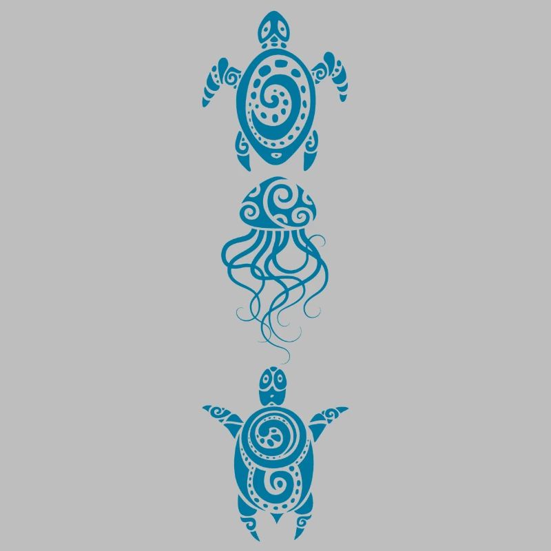 Two turtles and a jellyfish