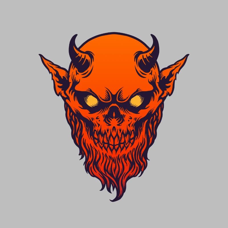 Devil Demon Rot mit Horn und Bart