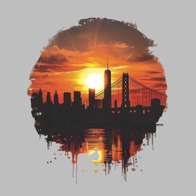 Panorama du coucher de soleil avec skyline