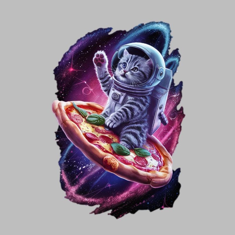 Chat de l’espace avec pizza - Motif unique