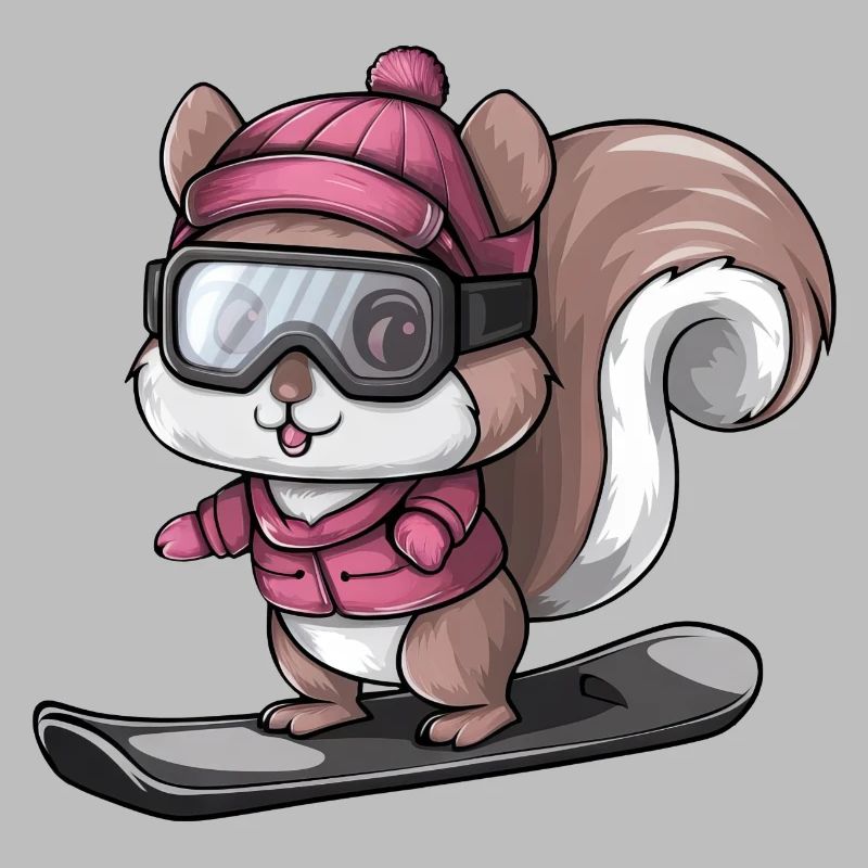 Cooler Eichhörnchen Snowboarder Wintersport