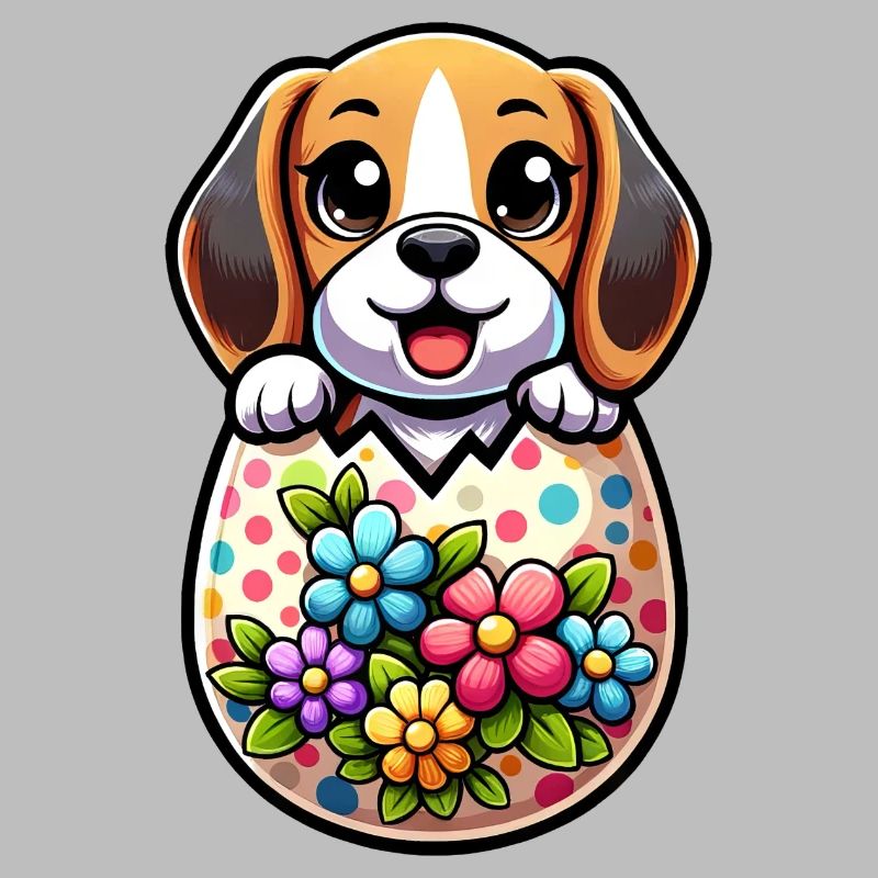 Colorful Easter Egg Beagle Hatching Design