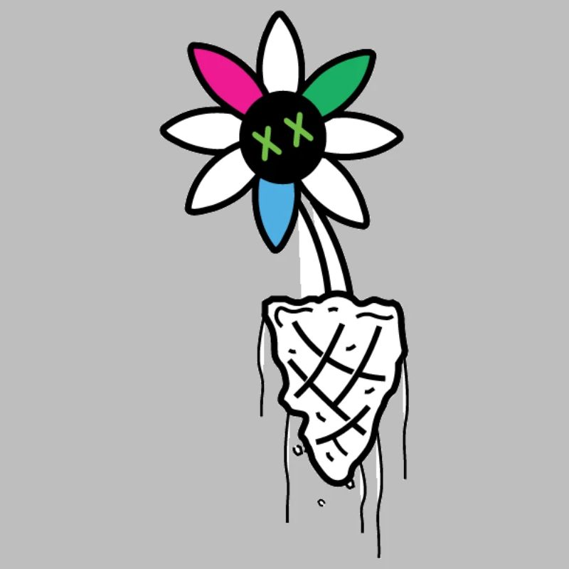 Illustration de crâne de fleur vive