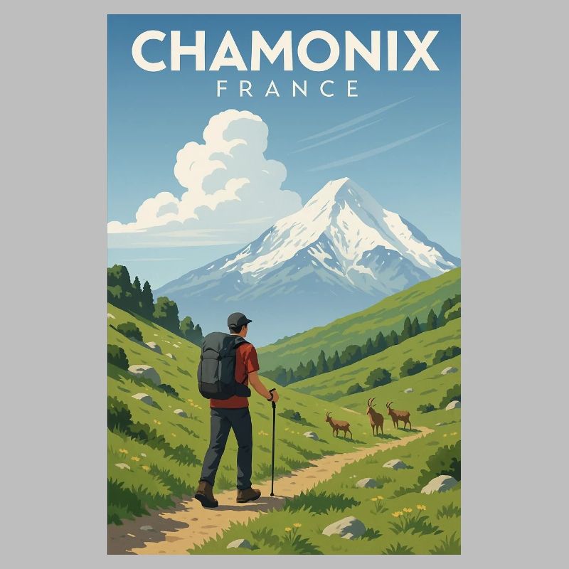 Alpenwanderer vor Mont Blanc