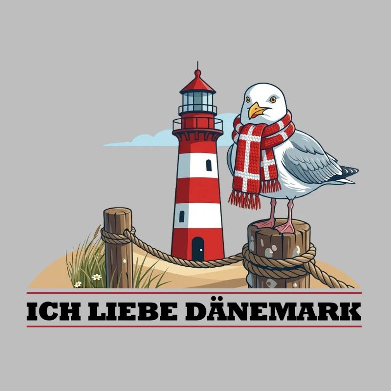 Leuchtturm Möwe mit Schal