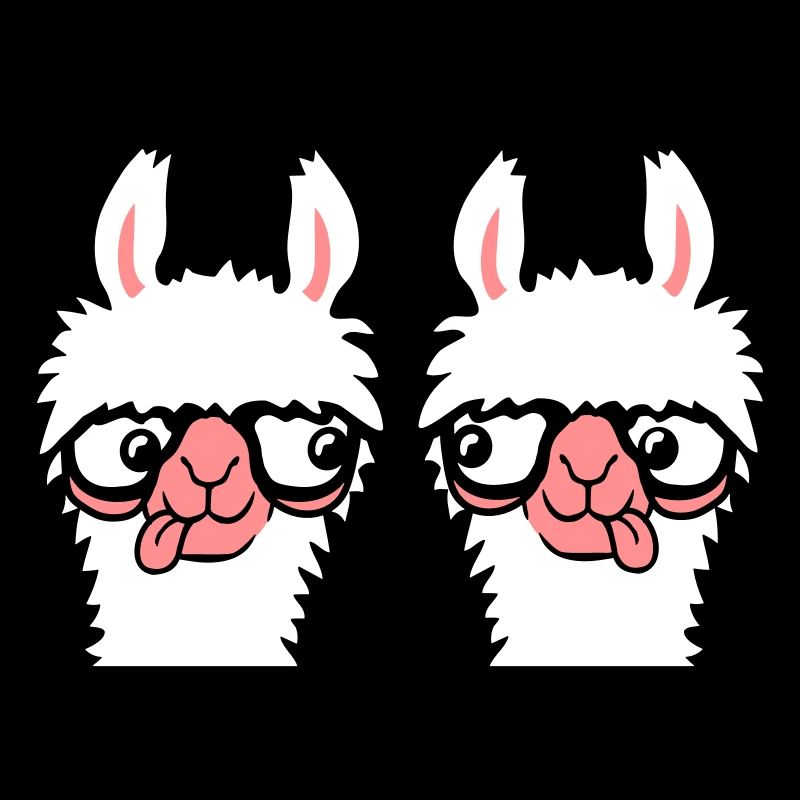 2 Llama Nerds Geeks Team Horn-rimmed Glasses Smart Grimace