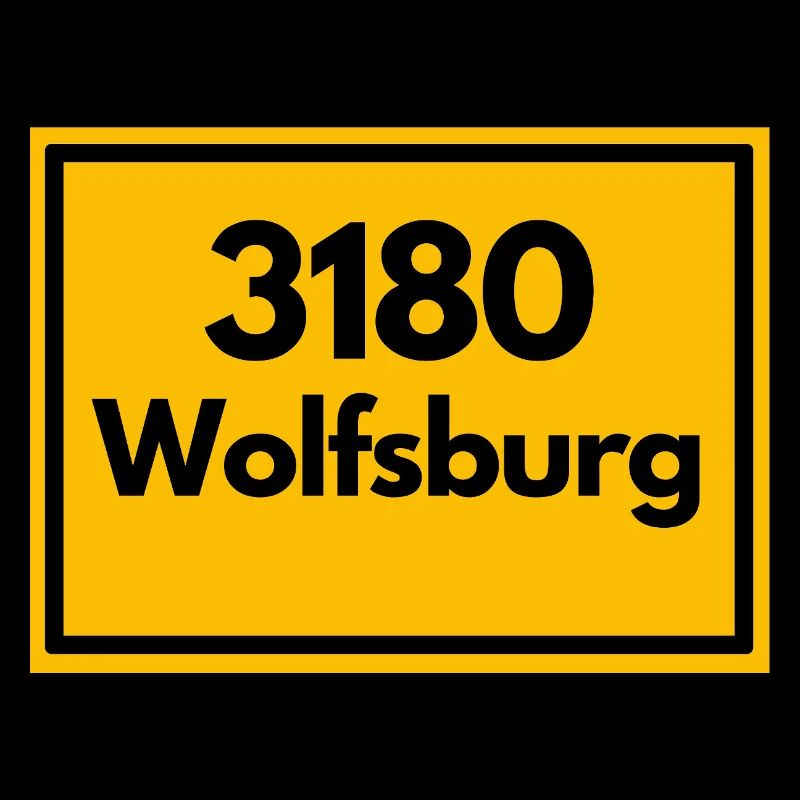 Place sign - then retro old zip code 3180 WOLFSBURG
