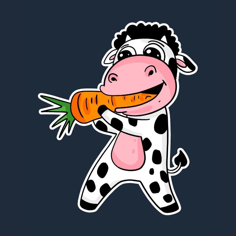 Cow eats carrot