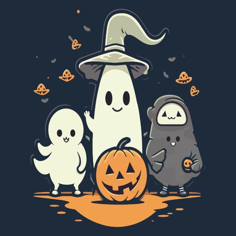 Cuddly Halloween Ghosts with Pumpkin
