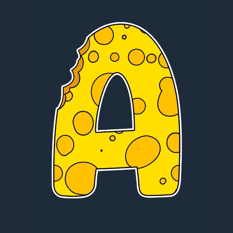 Buchstabe A - Anfangsbuchstabe A - Käse Motiv