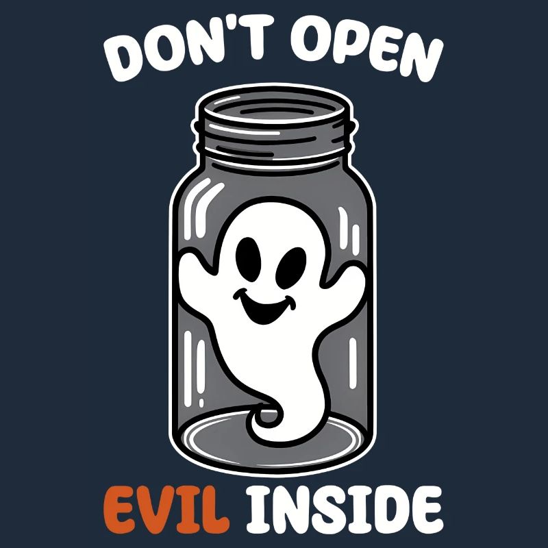 Don't open it – evil in it! Funny ghost design