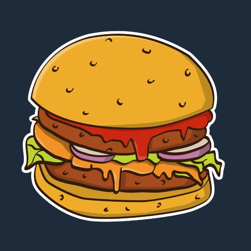 Buntes Bild eines Hamburgerbrötchens.