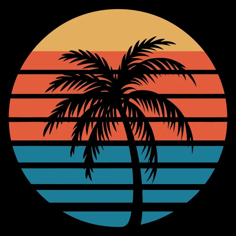 Palm Sunset Retro Circle
