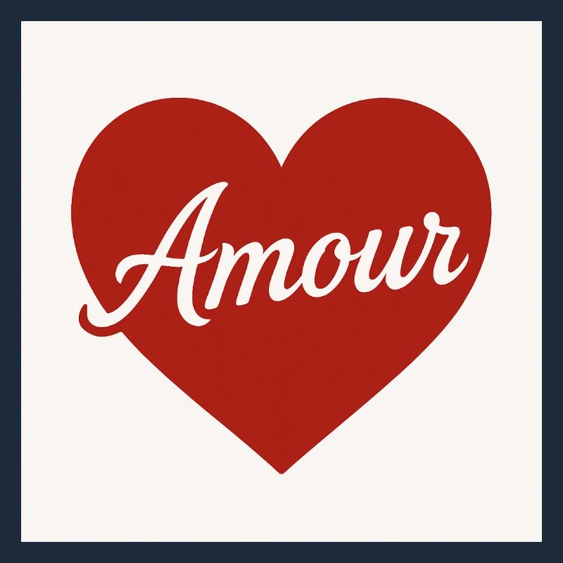 Liebevolle Herzform mit Amour-Text