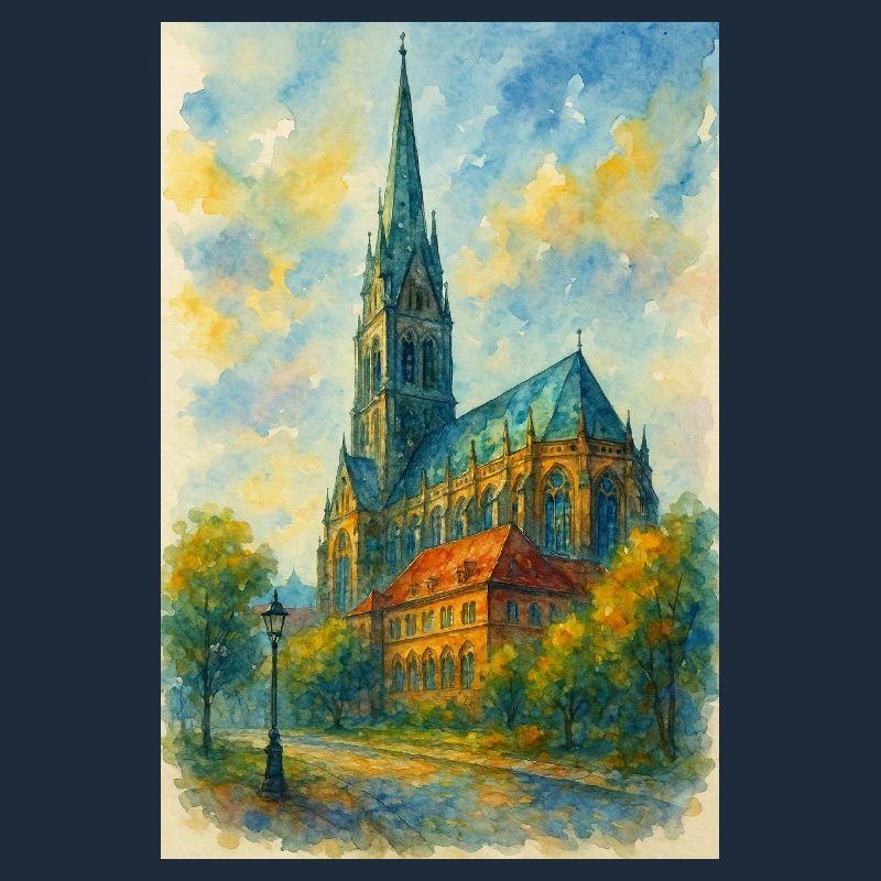 Gothic church in impressionist style