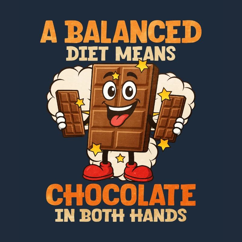 Balanced chocolate motif with comic character