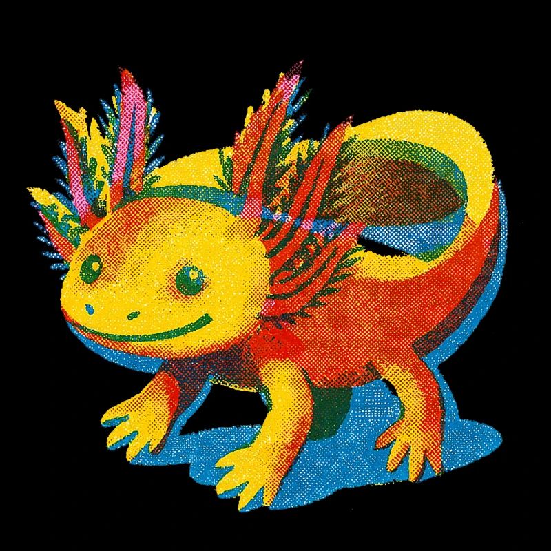 Lebendiges Regenbogen-Axolotl-Design